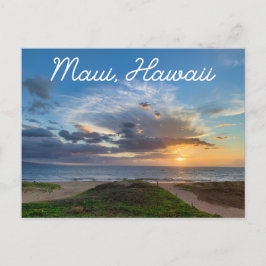 Maui Hawaii Aloha Sunset Beach Postcard Vykort