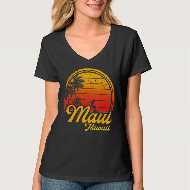 Maui Hawaii Beach Handflatan Träd sommar Vacation  T Shirt (Framsida)