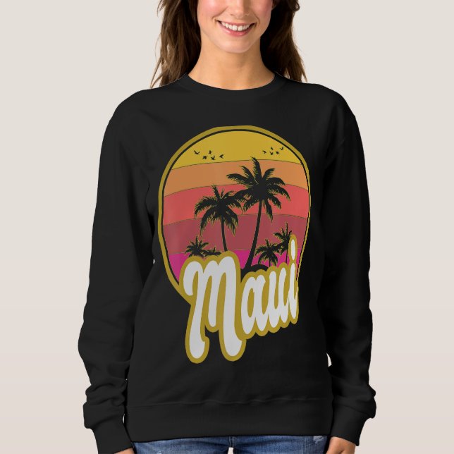 Maui Hawaii Beach Retro Sunset T Shirt (Framsida)