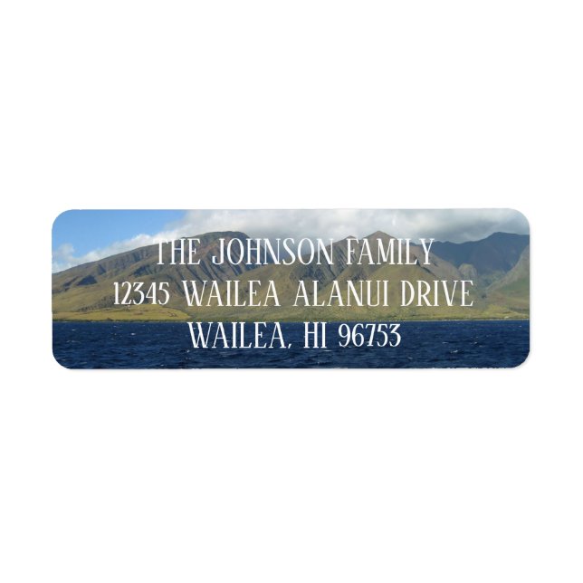 Maui Hawaii Bevackra bergen Ocean Returadress Etikett (Framsidan)