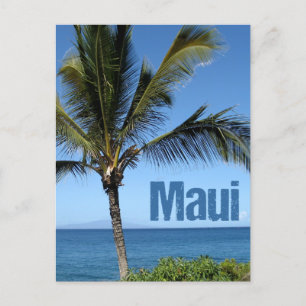 Maui Hawaii Bevackra Ocean Handflatan Träd Vykort