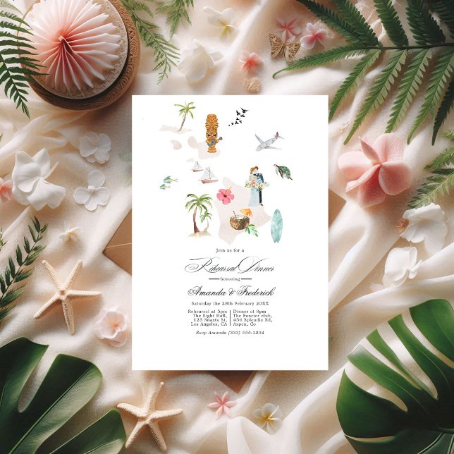 Maui - Hawaii Destination Wedding Rehearsal Dinner Inbjudningar (Maui - Hawaii Destination Wedding Rehearsal Dinner Invitation)