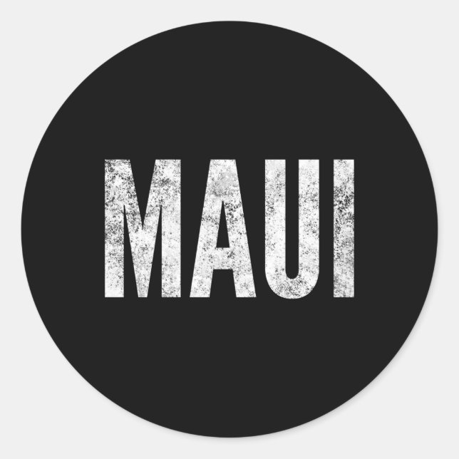 Maui Hawaii Distress-Stil Runt Klistermärke (Framsida)