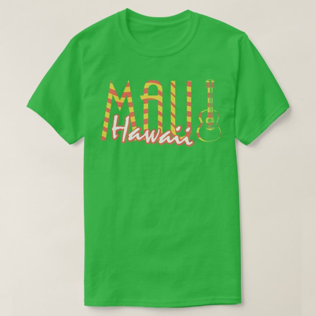 Maui Hawaii Guitar Musical Instrument TShirt T Shirt (Design framsida)
