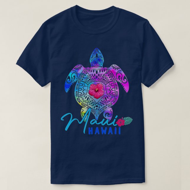 Maui Hawaii Hawaiian Tie Dye Sea Turtle Vacation S T Shirt (Design framsida)