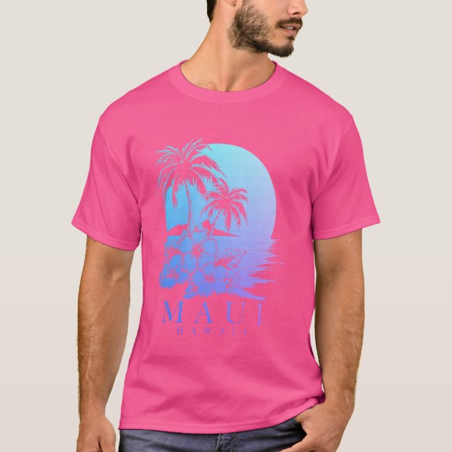 Maui Hawaii Hibiscus Hawaiian Flowers Souvenir Sur T Shirt (Framsida)