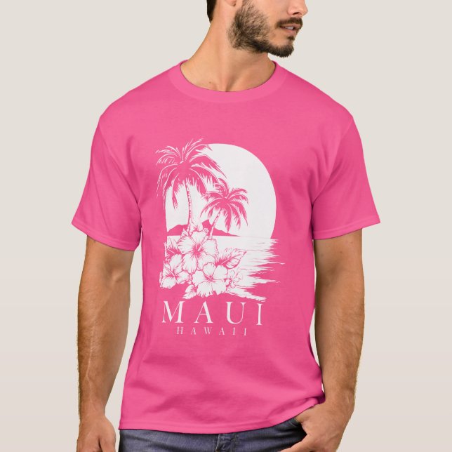 Maui Hawaii Hibiscus Hawaiian Flowers Souvenir Sur T Shirt (Framsida)