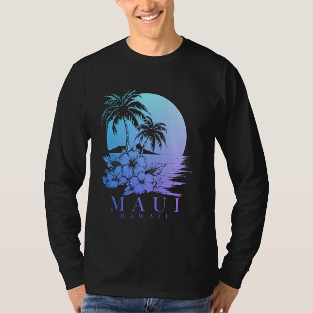 Maui Hawaii Hibiscus Hawaiian Flowers Souvenir Sur T Shirt (Framsida)