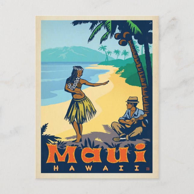 Maui, Hawaii | Hula Girl & Ukele Vykort (Framsida)
