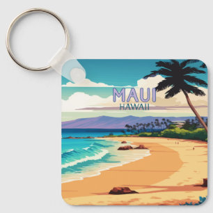 Maui Hawaii Kaanapali Beach Vintage Retro Keychain Nyckelring