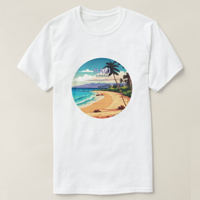 Maui Hawaii Kaanapali Beach Vintage Retro T Shirt (Design framsida)