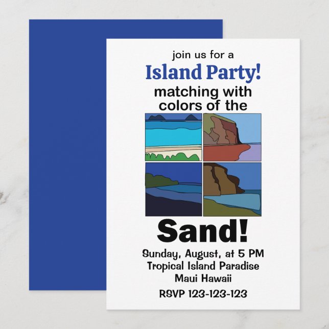 Maui Hawaii Matchande Sandfärger Öparty Inbjudningar (Fram/baksida)