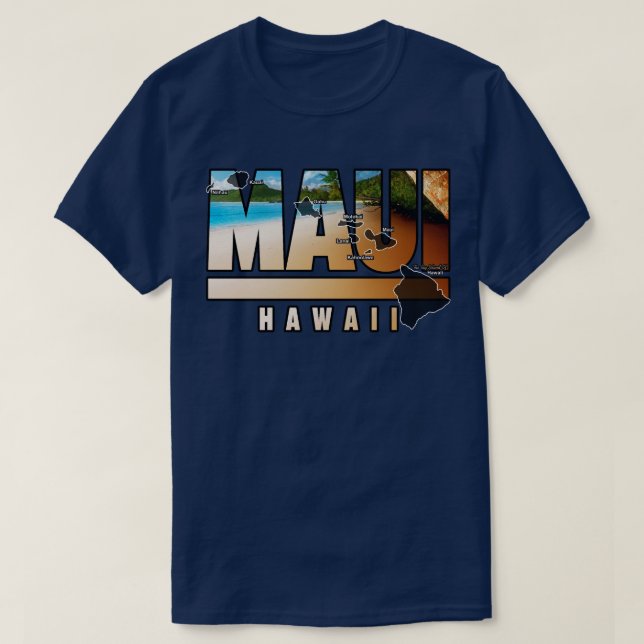 Maui Hawaii med hawaiianska öar T Shirt (Design framsida)