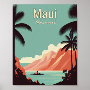 Maui Hawaii Minimalist Vintage resor Poster