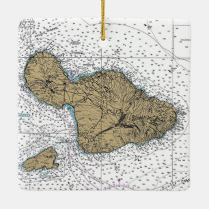Maui Hawaii Nautical Chart Julgransprydnad Keramik