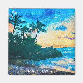 Maui Hawaii Oil Paint Illustration Trage Magnet