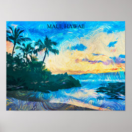 Maui Hawaii Oil Paint Illustration Trage Poster
