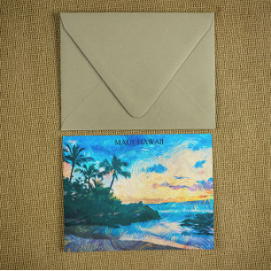 Maui Hawaii Oil Paint Illustration Trage Vykort