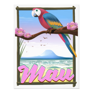 Maui Hawaii papegoja tropisk reseaffisch Fototryck