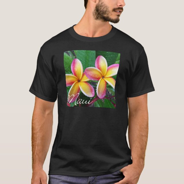 Maui Hawaii Plumeriablommor Tee Shirt (Framsida)