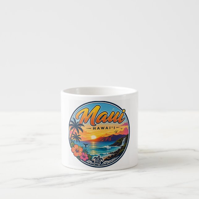 Maui Hawaii Retro Reslogotyp  Espressomugg (Framsidan)
