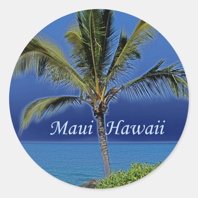 Maui Hawaii Runt Klistermärke (Framsida)
