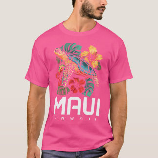 Maui Hawaii Sea Turtle Dyka Flower Hawaiia T Shirt