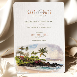 Maui Hawaii Spara datum Destination bröllop Inbjudningar
