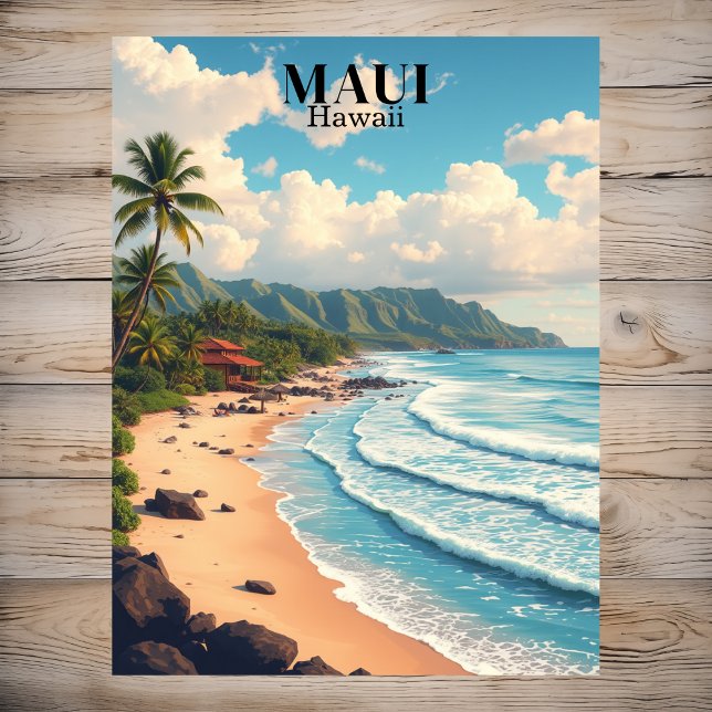 Maui Hawaii Strand Vintage Resa Vykort (Maui Hawaii Beach Vintage Travel Postcard
)