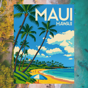 Maui Hawaii Strand Vintage Resa Vykort