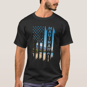 Maui Hawaii Summer Sunset American Flagga Patrioti T Shirt