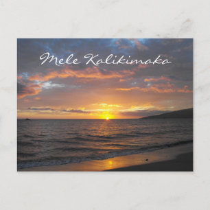 Maui Hawaii Sunset, Mele Kalikimaka, vykort