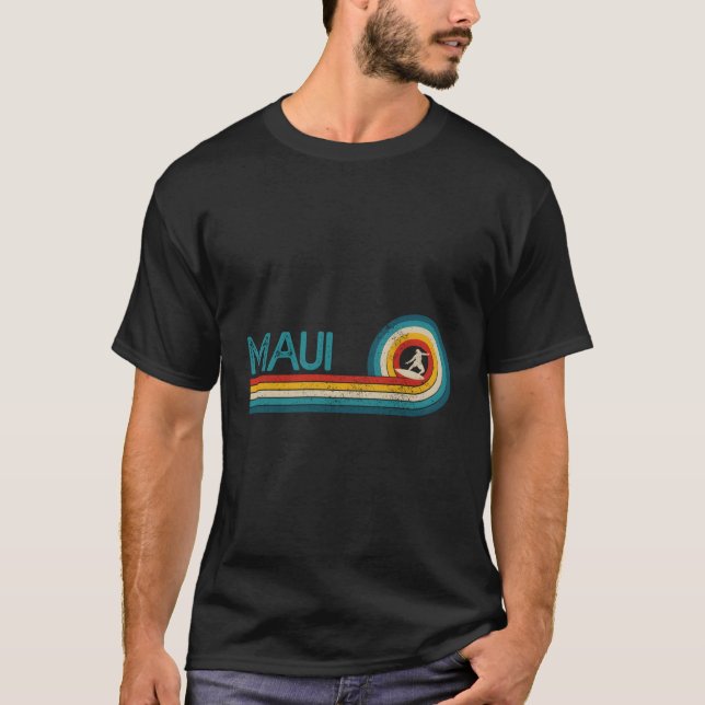 Maui Hawaii Surfa Beach Surfer Surfing T Shirt (Framsida)