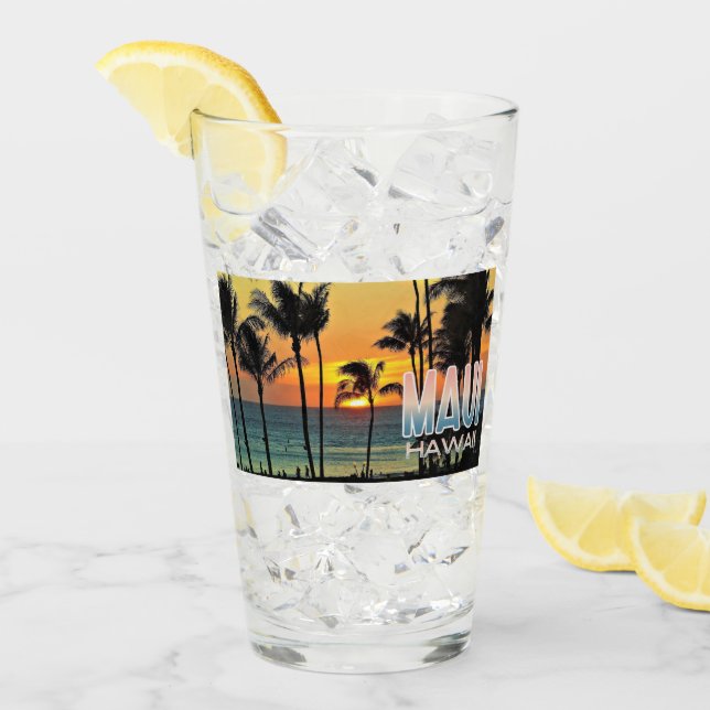 Maui Hawaii Travel Pint Glass Glaskopp (Framsida Ice)