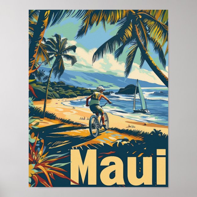 Maui Hawaii Travel Poster Art Print Poster (Framsidan)