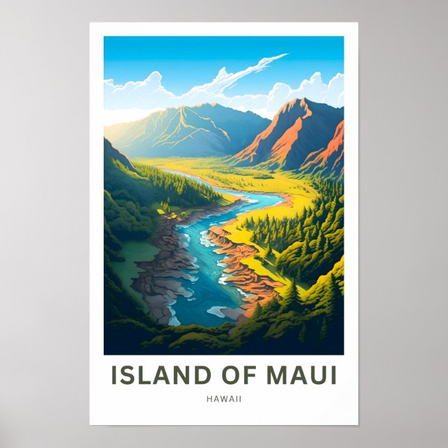 Maui Hawaii Travel Print Poster (Framsidan)
