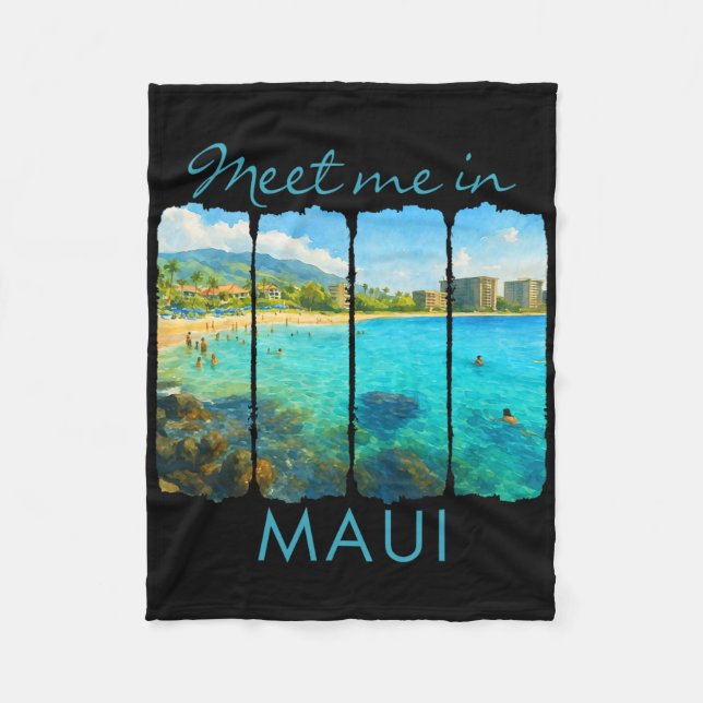 Maui Hawaii Traveling Trip Brushstroke Meet Me In  Fleecefilt (Framsidan)