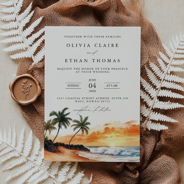Maui Hawaii Tropical Beach Destination Wedding Inbjudningar (Skapare uppladdad)