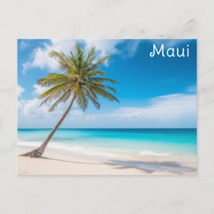 Maui Hawaii Tropical Beach Handflatan Träd Travel Vykort