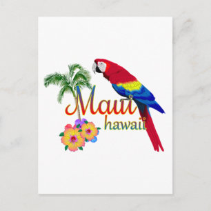 Maui Hawaii Tropical Island Parrot Vykort
