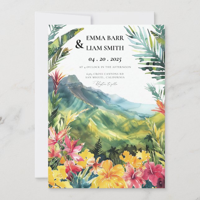 Maui Hawaii Tropical Wedding bjudande Inbjudningar (Framsida)