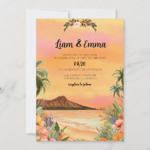 Maui Hawaii Tropisk Bröllopsdestination Inbjudningar