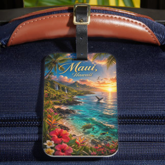 Maui Hawaii Tropisk kustlinje Reseskylt Bagagebricka