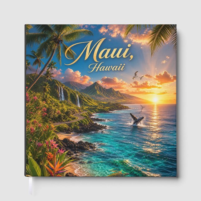 Maui Hawaii Tropisk kustlinje Reseskylt Gästböcker (Framsida)