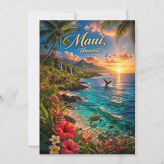 Maui Hawaii Tropisk kustlinje Reseskylt Inbjudningar