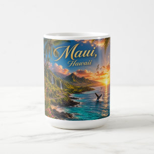 Maui Hawaii Tropisk kustlinje Reseskylt Kaffemugg