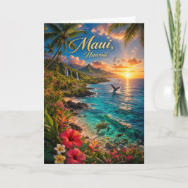 Maui Hawaii Tropisk kustlinje Reseskylt Kort