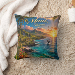 Maui Hawaii Tropisk kustlinje Reseskylt Kudde