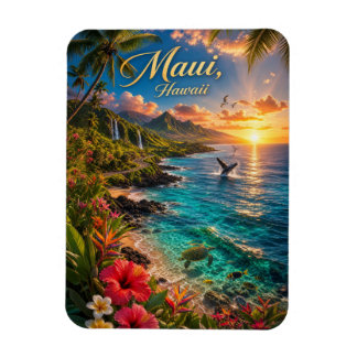 Maui Hawaii Tropisk kustlinje Reseskylt Magnet