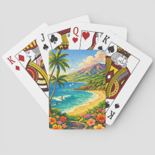 Maui Hawaii Tropisk kustlinje Retro Resa Casinokort